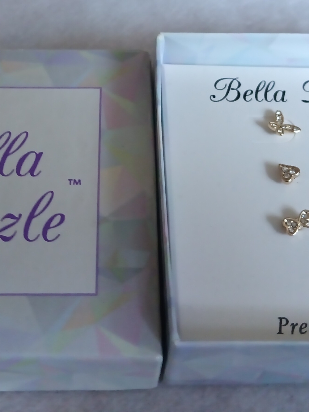 BELLA DAZZLE PLATED THREE STUD EARRINGS SET